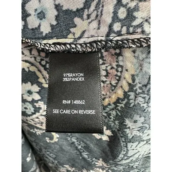 Torrid Midi Challis Skater Dress Black Paisley Plus Size 1 1X Boho Festival - Picture 10 of 13